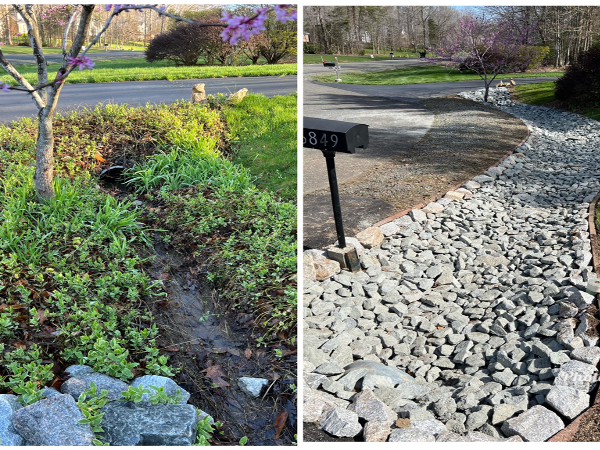 Outdoor drainage inlet cleared of debris