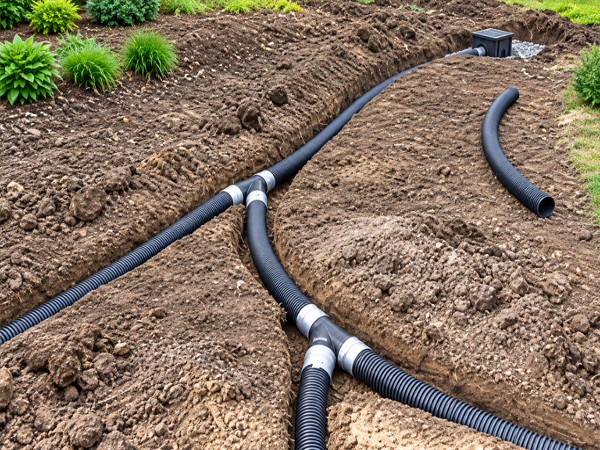 Yard drainage pipe installation